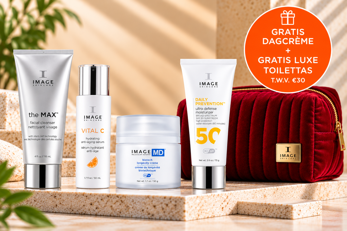 IMAGE Skincare Anti-Aging Optie 1 – Zuurvrije Skincare – 3 Producten + Gratis Dagcrème & Luxe Toilettas